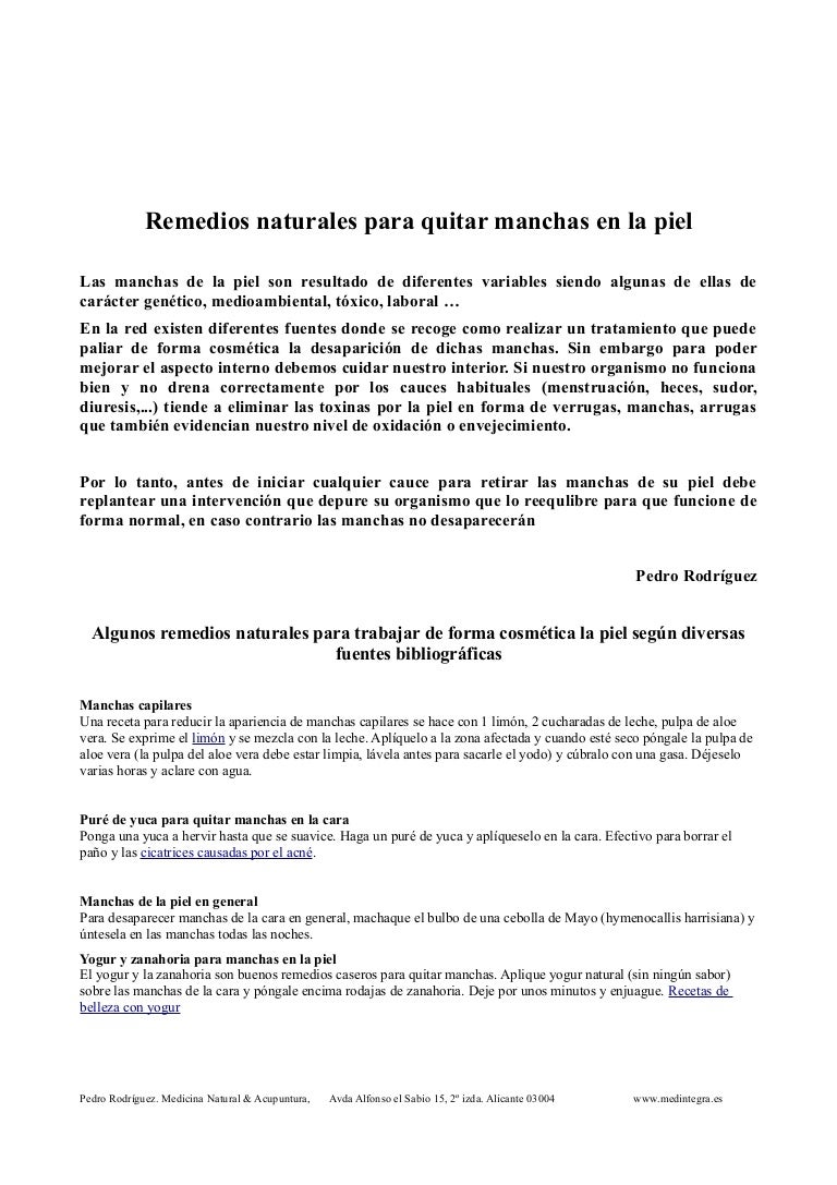 como eliminar manchas de la cara naturalmente